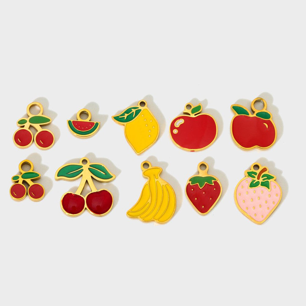 Cute Sweet Cherry DIY Gold Stainless Steel Waterproof Pendant