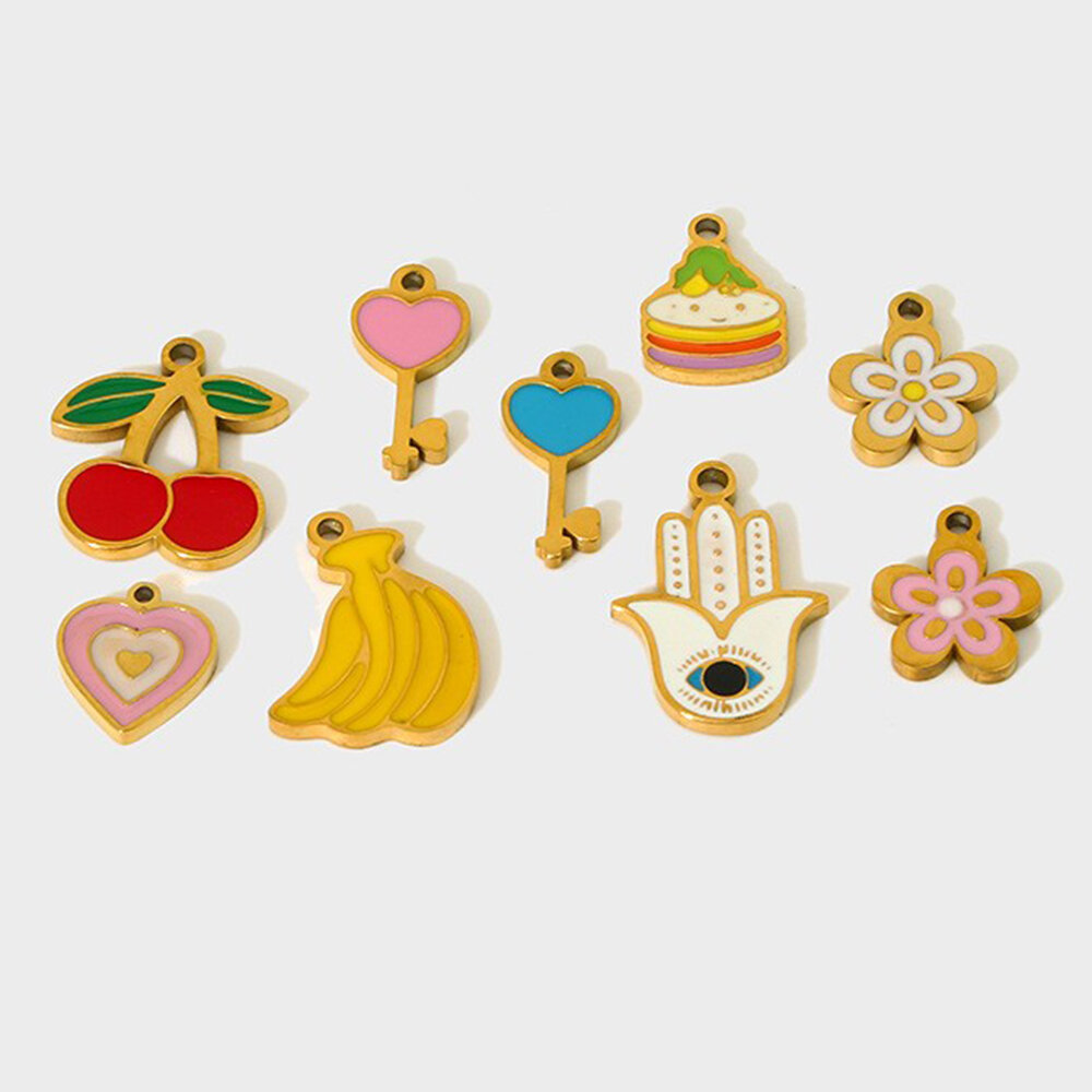 Cute Fruit Colorful Stainless Steel Waterproof DIY Pendant