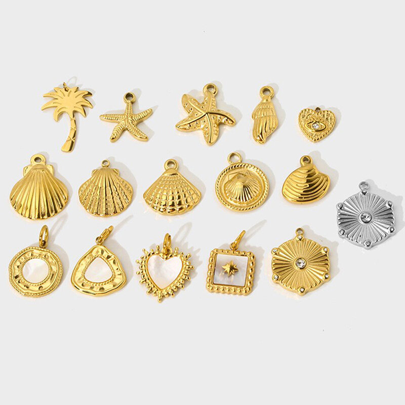 1 Pair Classic Series Retro Turtle Stainless Steel Waterproof   Gold Color  Unisex Pendants