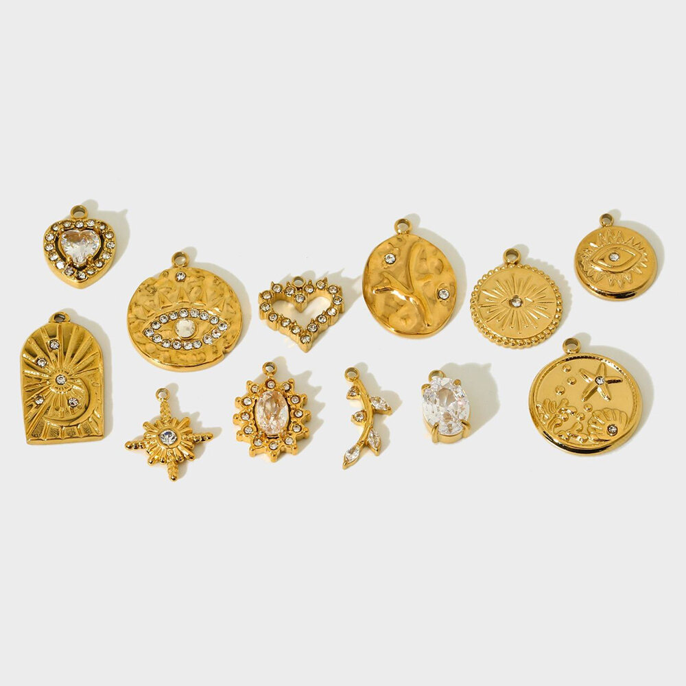 1 Pair Luxurious Series Elegant Geometric Stainless Steel Waterproof   Gold Color  Zircon Unisex Pendants