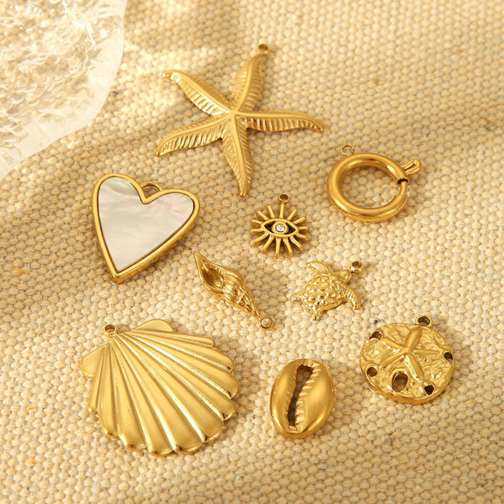1 Pair Simple Series Turtle Stainless Steel Waterproof   Gold Color  Unisex Pendants