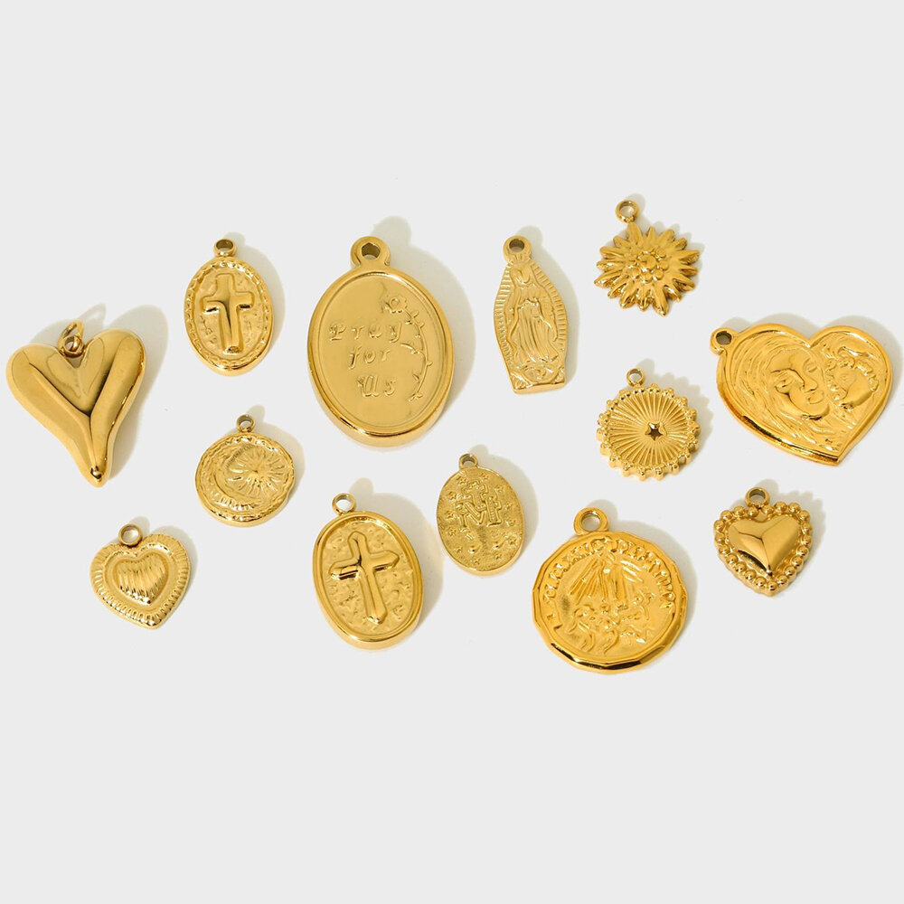 Vintage Cross Heart Gold Stainless Steel Waterproof DIY Accessories