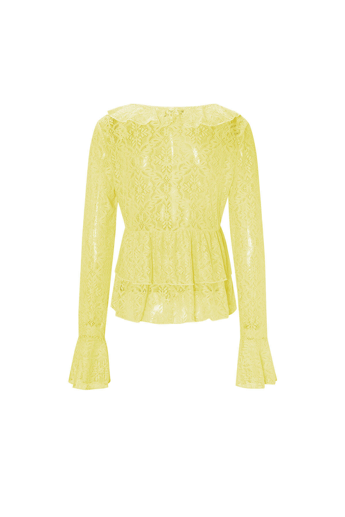 Woven Lace Women's Long Sleeve Top Elegant Ruffle Detail h5Picture11