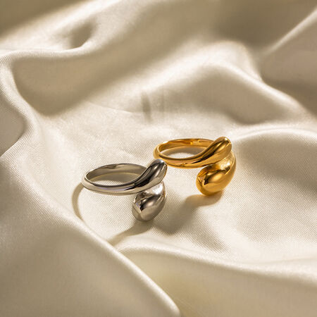 1 Piece Stainless Steel Waterproof Gold Plated Simple Style Geometric Women's Adjustable Rings 2