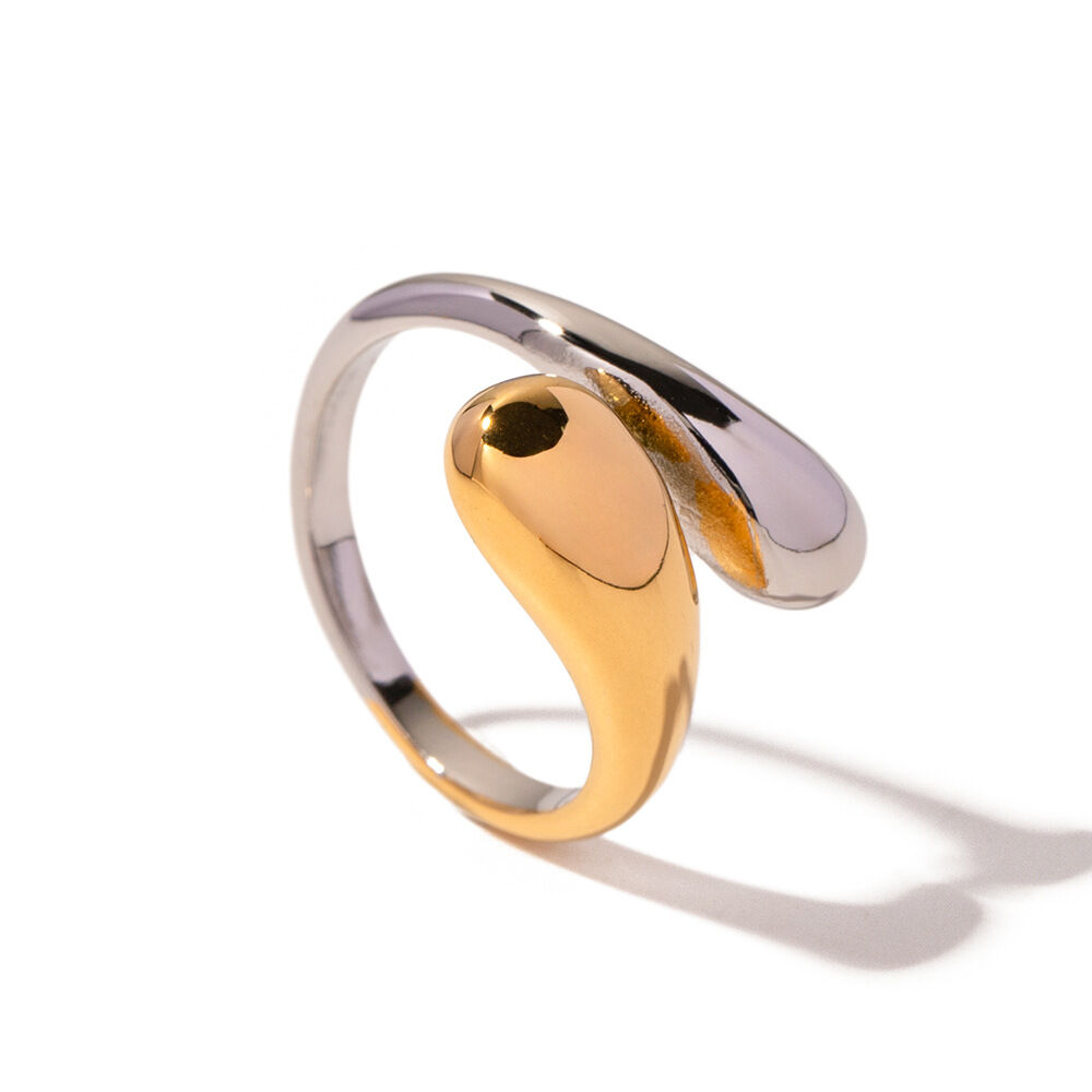 1 Piece Stainless Steel Waterproof Gold Plated Simple Style Geometric Women's Adjustable Rings h5 Picture6