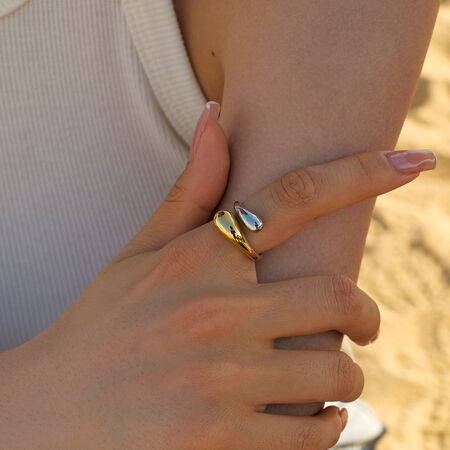 1 Piece Stainless Steel Waterproof Gold Plated Simple Style Geometric Women's Adjustable Rings
