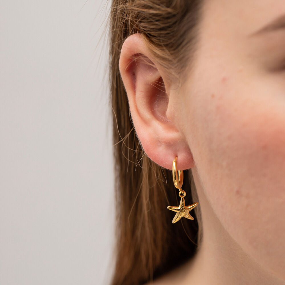 franse retro  stijl  gouden roestvrijstalen zeester hanger oorbellen modieuze dames veelzijdige titanium stalen niet-vervagende oorbellen h5 Afbeelding4