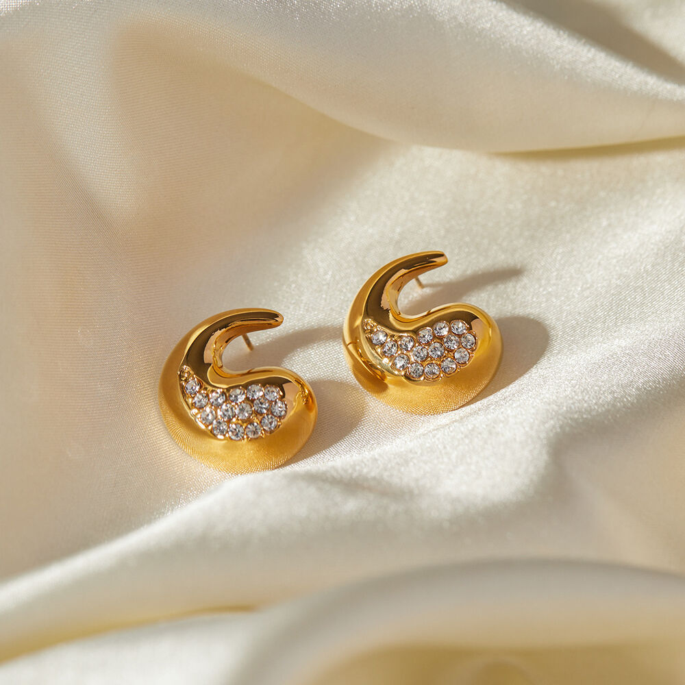 modèle de créateur jd ! boucles d'oreilles en acier inoxydable or en forme de diamant/larme, style européen et américain, boucles d'oreilles simples et froides h5Image10