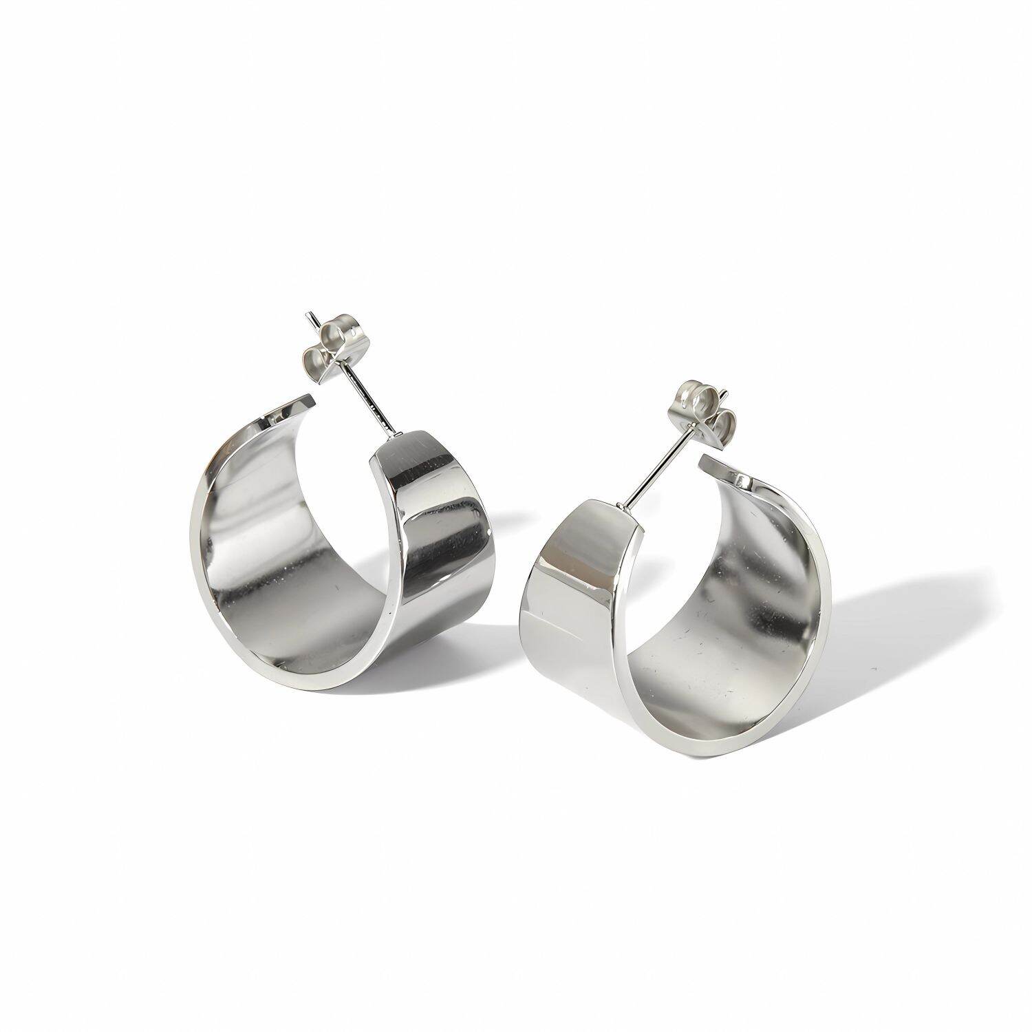 1 paire de boucles d'oreilles classiques simples en acier inoxydable plaqué or , épaisses et lisses en forme de c pour bijoux pour femmes à porter au quotidien Image6
