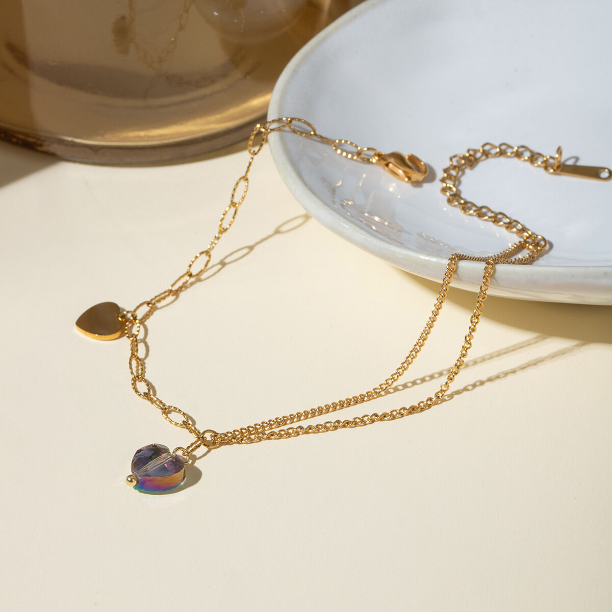 europäische und amerikanische grenzüberschreitende -stil mode temperament 16 karat gold edelstahl farbe öltropfen schmetterling fußkettchen schmuck  h5 Bild4