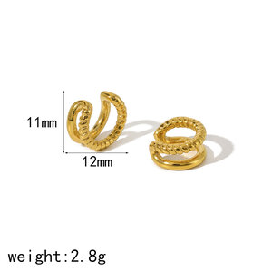 1 Paar stilvolle, goldplattierte Ohrclips aus Edelstahl mit geometrischem, gedrehtem Design für Damen – ideal für den Alltag h5 Bild5