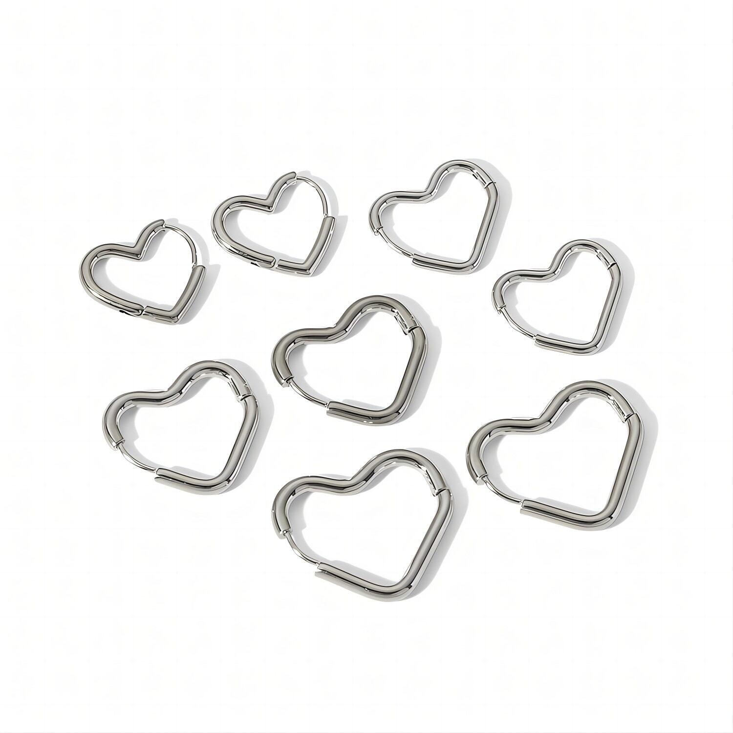 1 paire de boucles d'oreilles simples classiques en acier inoxydable plaqué or  en forme de cœur géométrique pour bijoux pour femmes à porter au quotidien Image4