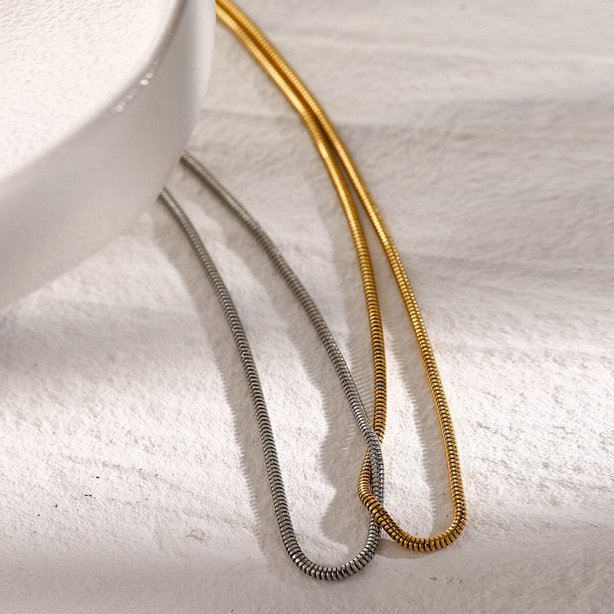  stainless steel and silver color matching flat snake bone chain necklace  cold style unique design titanium steel necklace Picture4