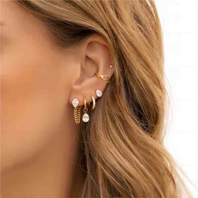 1 Paar Simple Series Tägliche geometrische 18 Karat vergoldete Zirkonia-Ohrringe für Damen h5 Bild3