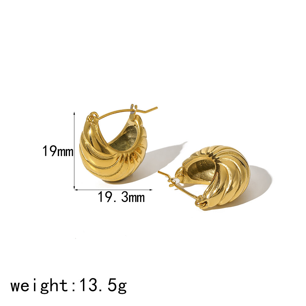 1 Paar klassische Creolen aus 18 Karat vergoldetem Edelstahl für Damen zum täglichen Tragen h5Bild5