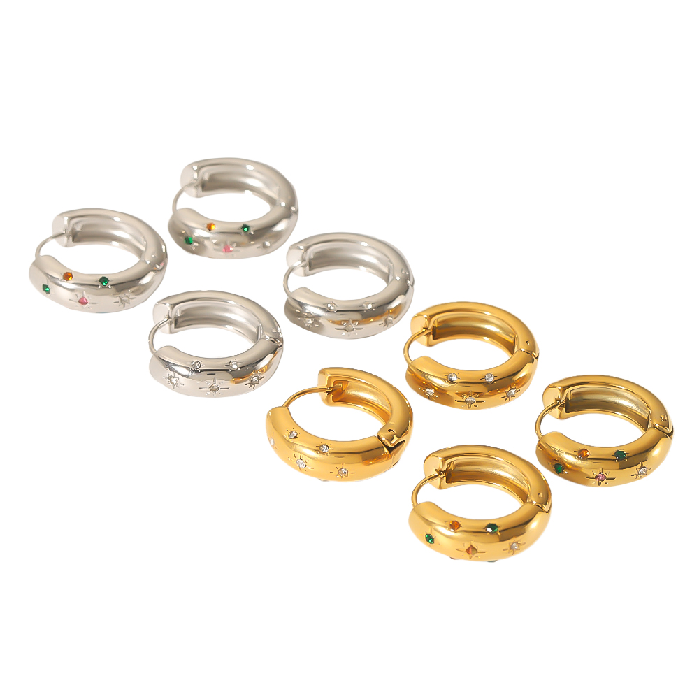 1 paio di orecchini a forma di stella a otto punte in acciaio inossidabile placcato oro 18k, squisiti e alla moda, per le donne, da indossare ogni giorno h5 Immagine4