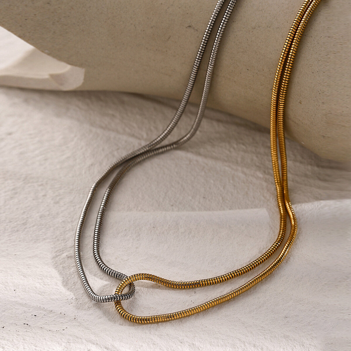  stainless steel and silver color matching flat snake bone chain necklace  cold style unique design titanium steel necklace 2