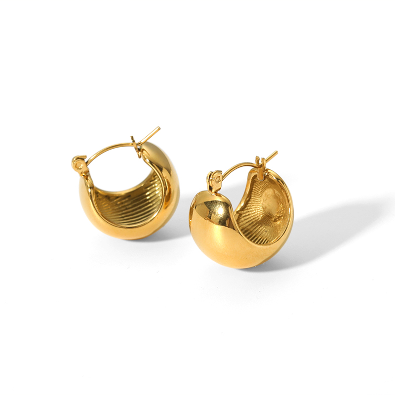 1 paire de boucles d'oreilles sphériques polies en acier inoxydable plaqué or  simples et classiques pour bijoux pour femmes à porter au quotidien Image4