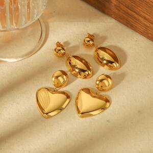 1 paire de boucles d'oreilles pendantes ovales géométriques brillantes en acier inoxydable plaqué or personnalisées pour bijoux pour femmes à porter au quotidien h5 Image3