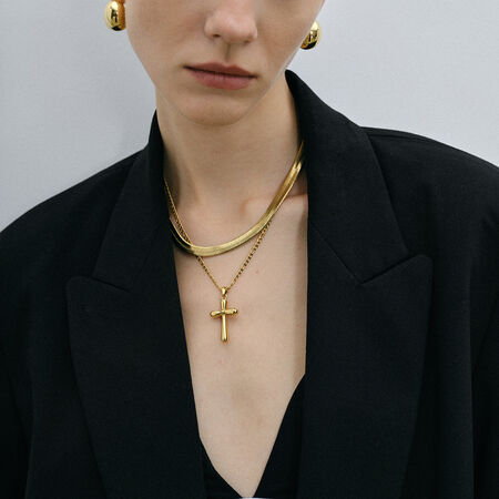 gold stainless steel cross necklace niche high-end simple cross titanium steel necklace