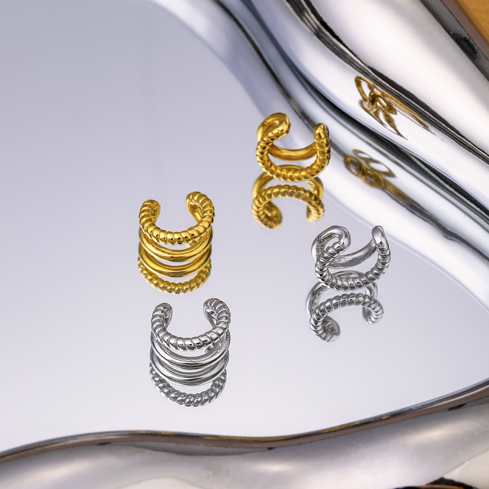 1 par de elegantes pendientes con forma de gota de acero inoxidable chapado en oro con diseño geométrico y lineal para uso diario de mujer.