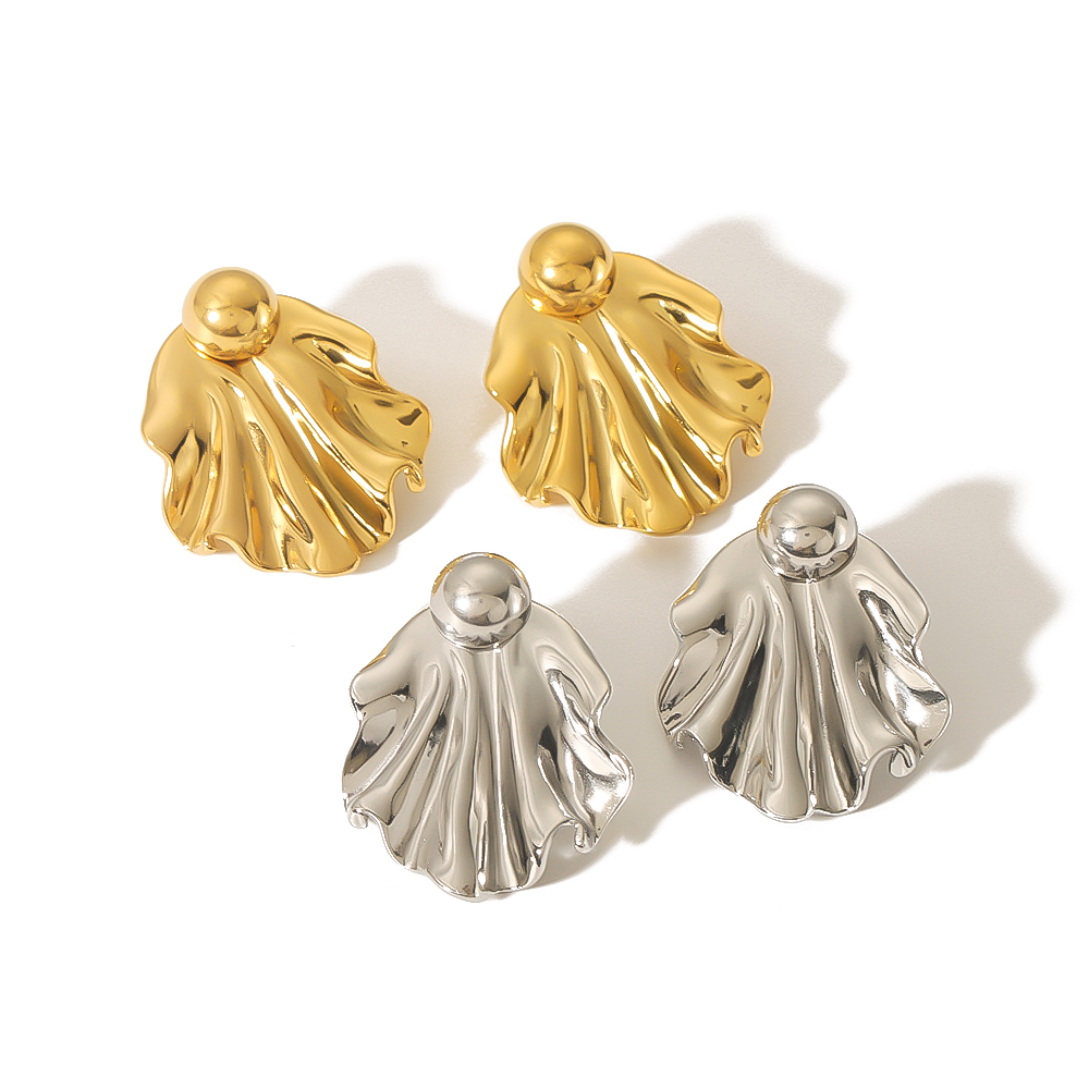 1 pair of personalized fashion  gold-plated stainless steel irregular fan-shaped earrings for women's jewelry for daily wear Picture5