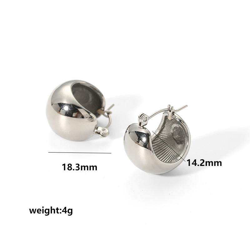 1 paire de boucles d'oreilles sphériques polies en acier inoxydable plaqué or simples et classiques pour bijoux pour femmes à porter au quotidien h5Image7