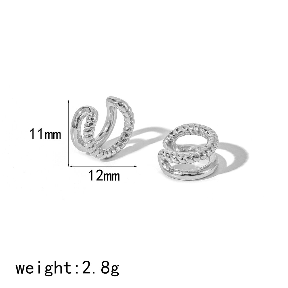 1 Paar stilvolle, goldplattierte Ohrclips aus Edelstahl mit geometrischem, gedrehtem Design für Damen – ideal für den Alltag h5Bild6