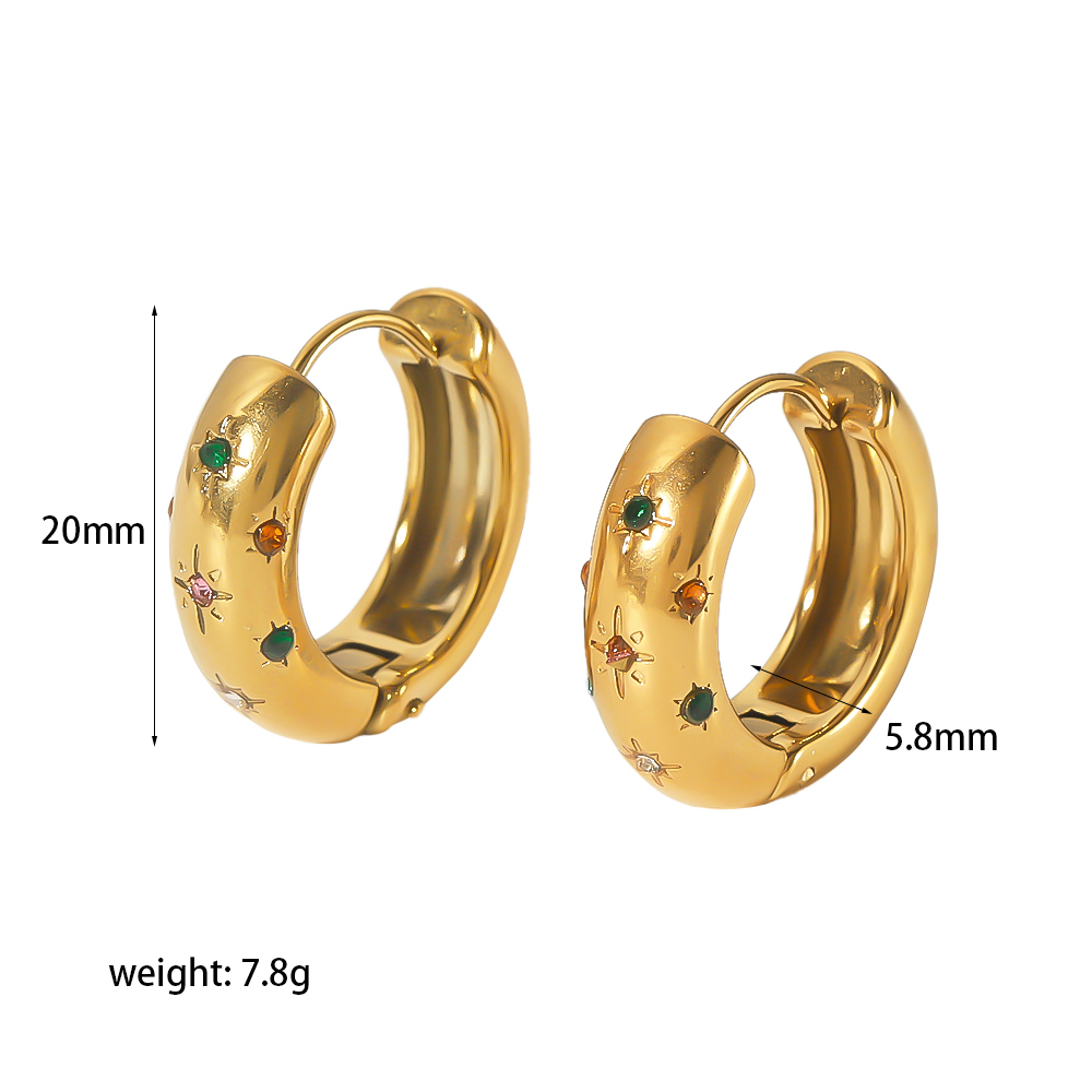 1 paio di orecchini a forma di stella a otto punte in acciaio inossidabile placcato oro 18k, squisiti e alla moda, per le donne, da indossare ogni giorno h5 Immagine5