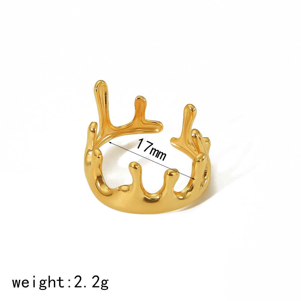 1 pezzo di anello aperto geometrico irregolare in acciaio inossidabile placcato oro 18k semplice e alla moda, adatto per l'uso quotidiano delle donne Immagine6