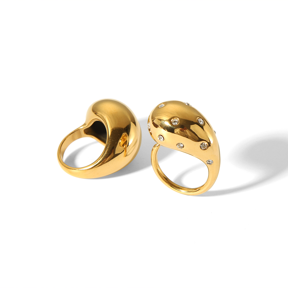 1 pièce de bague dauphin en diamant en acier inoxydable plaqué or  créative et à la mode adaptée au port quotidien des femmes h5 Image5