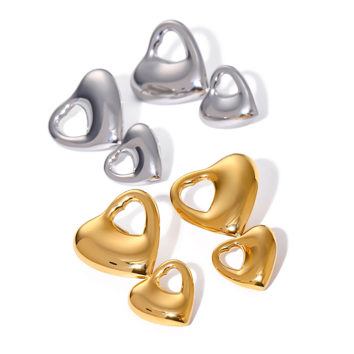 1 Pair Stainless Steel Waterproof Hollow Heart Drop Earrings h5Picture7
