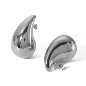 1 pair of simple and stylish gold-plated stainless steel thick shiny water drop earrings for women's jewelry for daily wear h5 Picture4