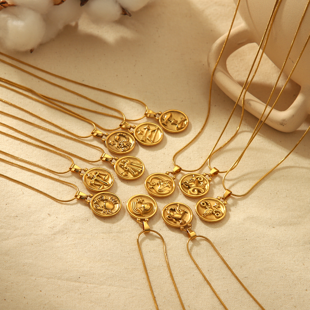 1 stuk klassieke mode  verguld roestvrij staal 12 sterrenbeeld hanger ketting voor dames sieraden voor dagelijks gebruik