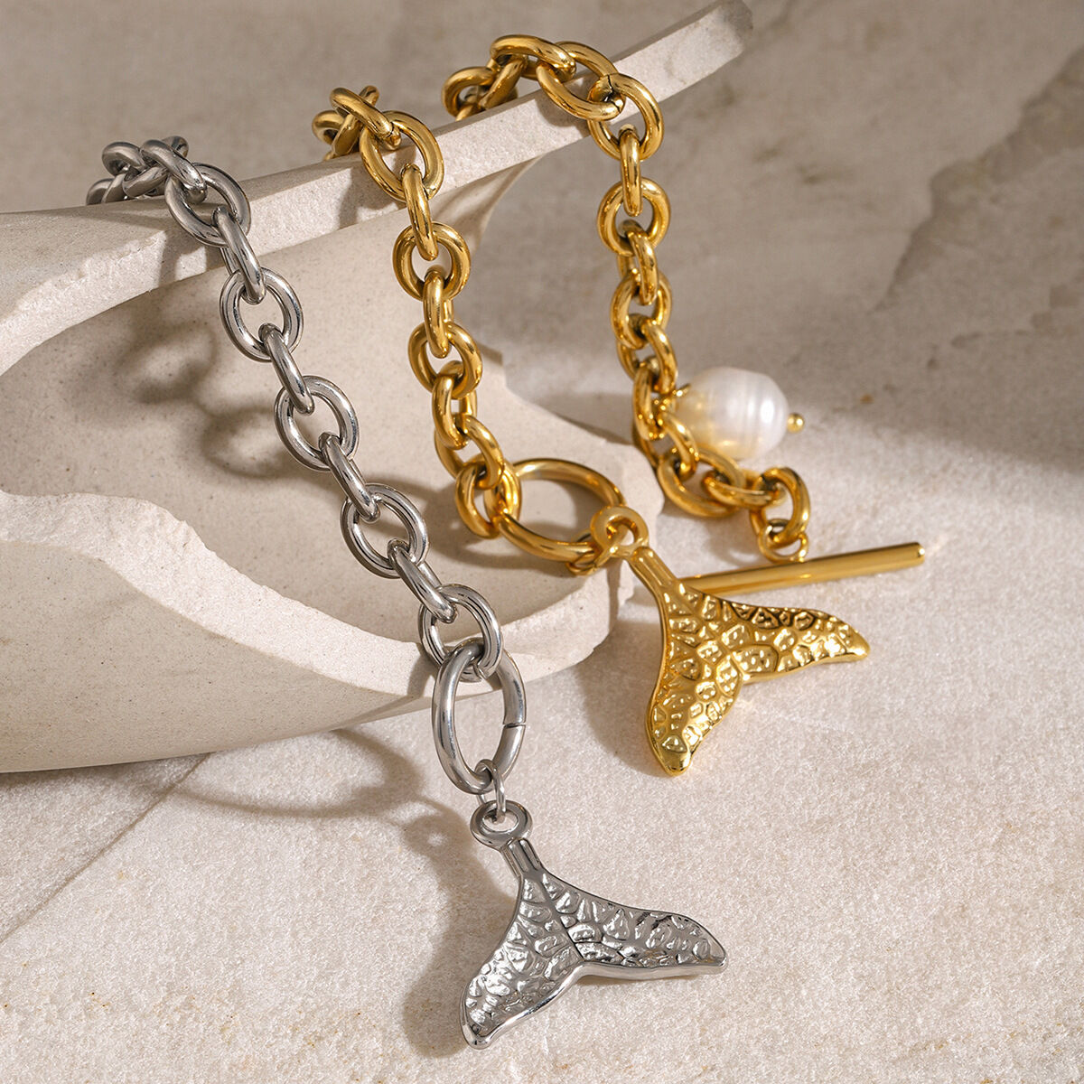 bracciale in acciaio inossidabile con conchiglia di stella marina in oro 18k , nuova serie estiva europea e americana, bracciale in acciaio al titanio Immagine7