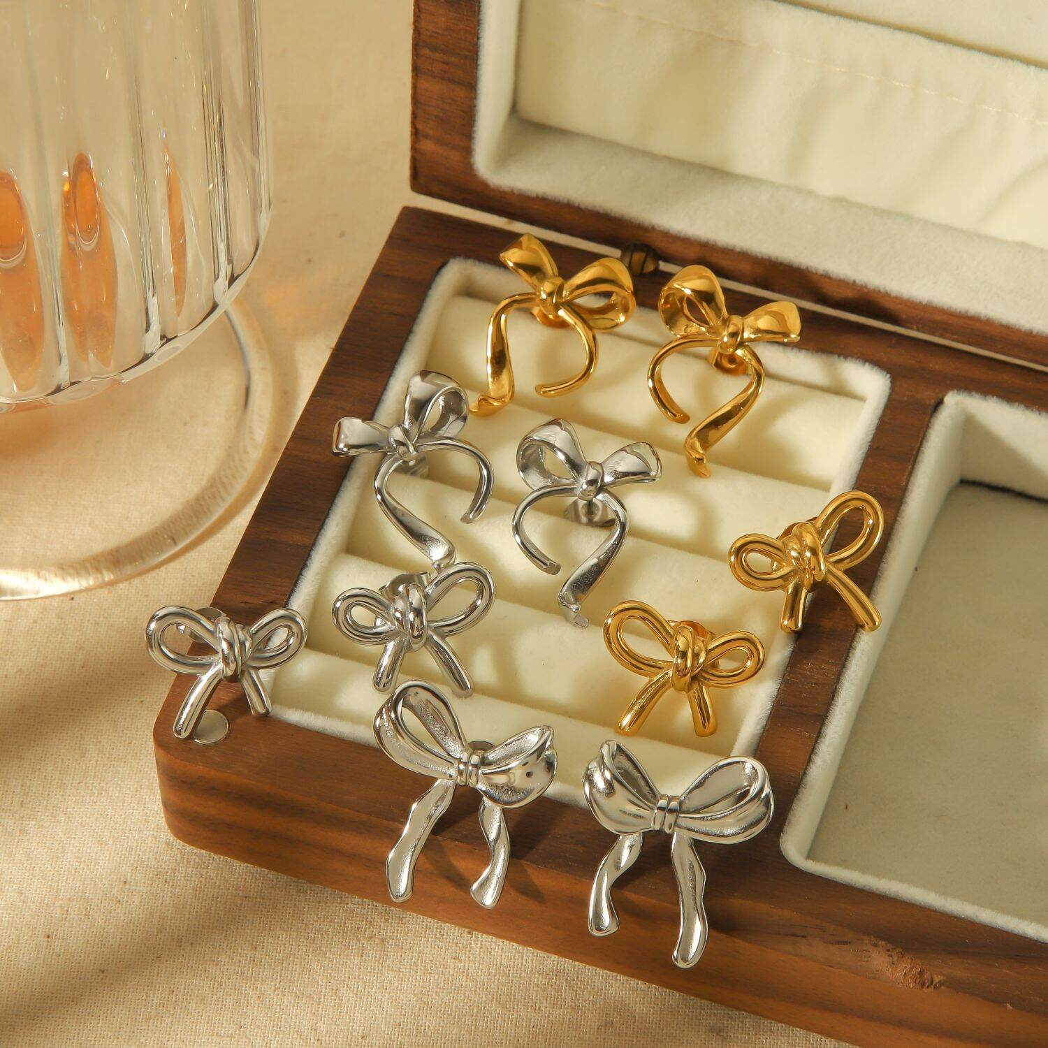 1 paire de boucles d'oreilles géométriques irrégulières en acier inoxydable plaqué or , créatives et à la mode, pour femmes, à porter au quotidien h5Image4