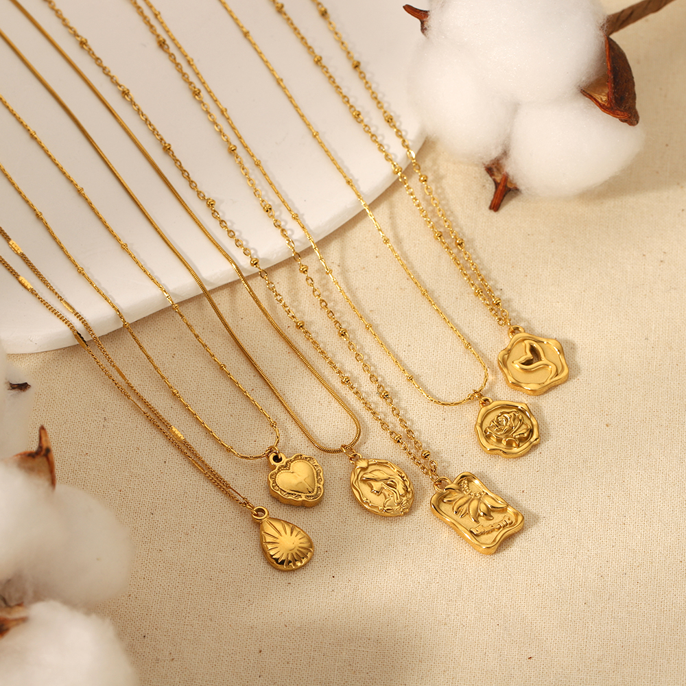 1 stuk klassieke mode  verguld roestvrij staal geometrische rechthoekige hart hanger ketting dames sieraden dagelijks dragen