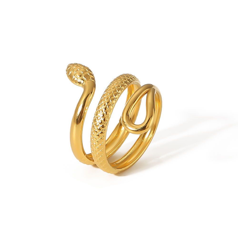 1 pair simple series classic geometric stainless steel  gold plated women single ring h5 Picture4