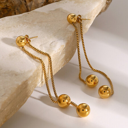1 pair retro simple style tassel shape stainless steel gold plated women's Dangle Earrings 2