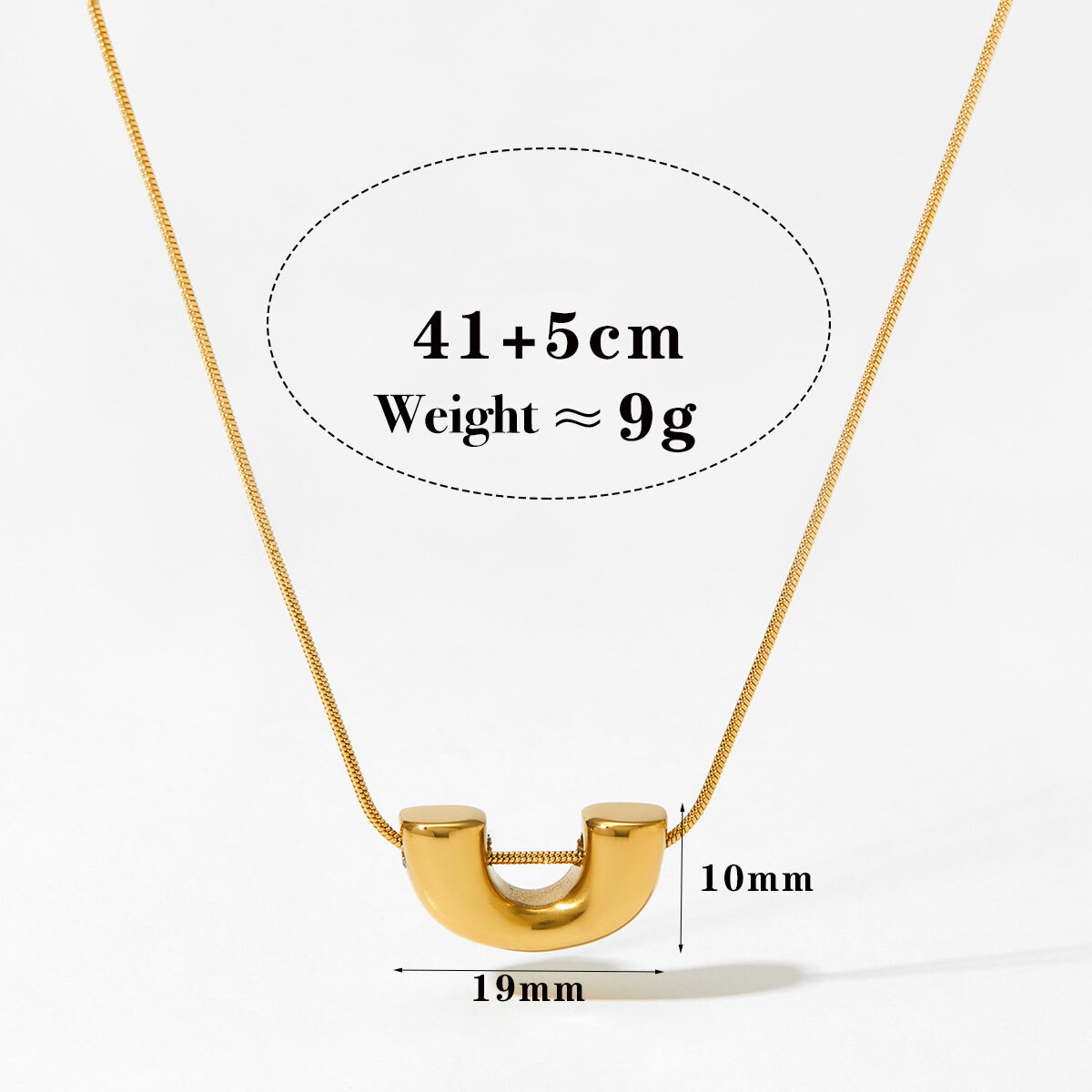 Simple U-shape Heart Stainless Steel Waterproof Gold Color Women's Pendant Necklaces h5 
