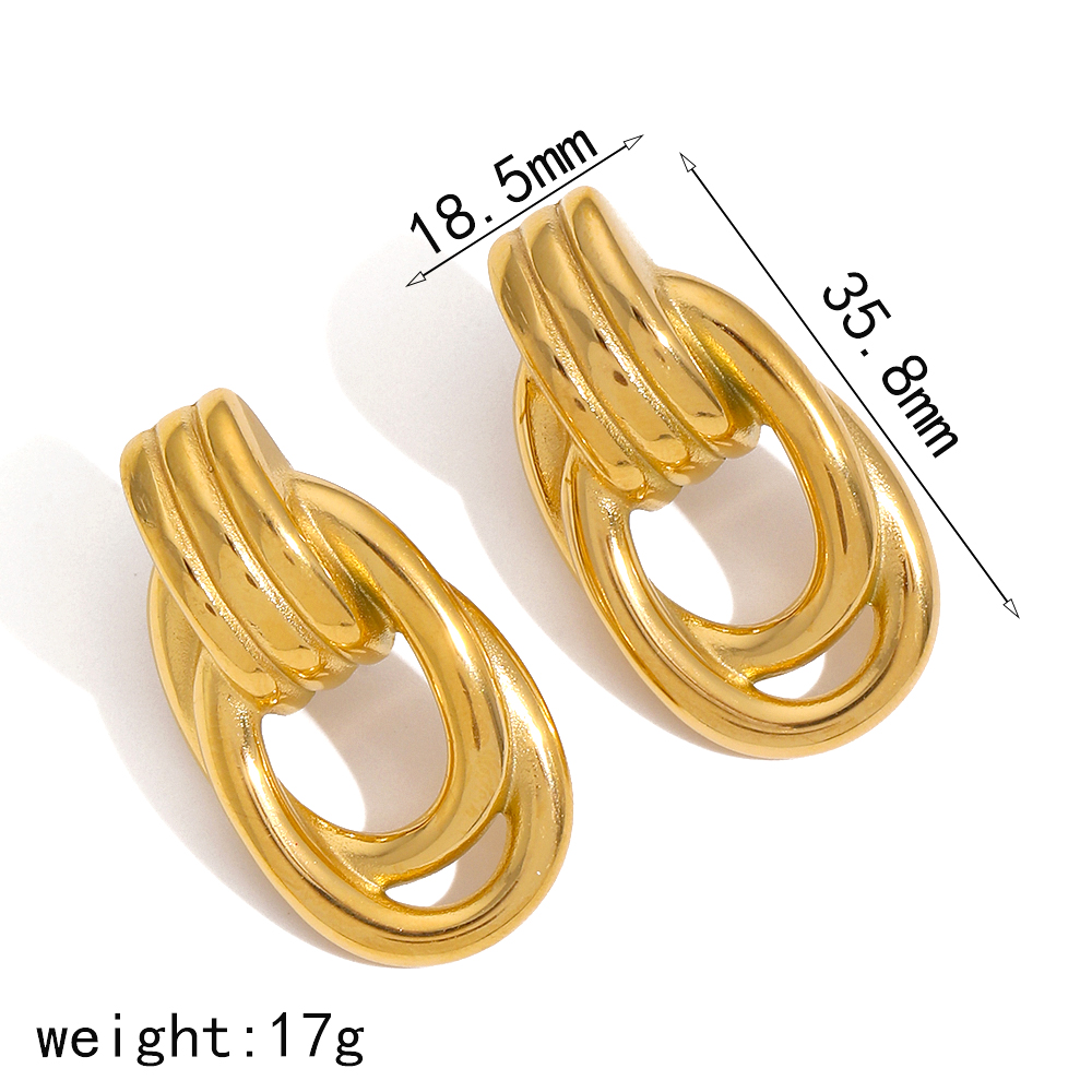 1 paio di orecchini a bottone retrò geometrici placcati in oro  Immagine5