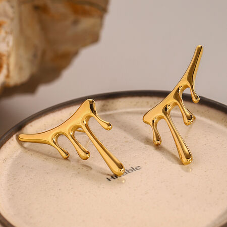 1 pair simple series simple irregular stainless steel gold plated women stud earrings