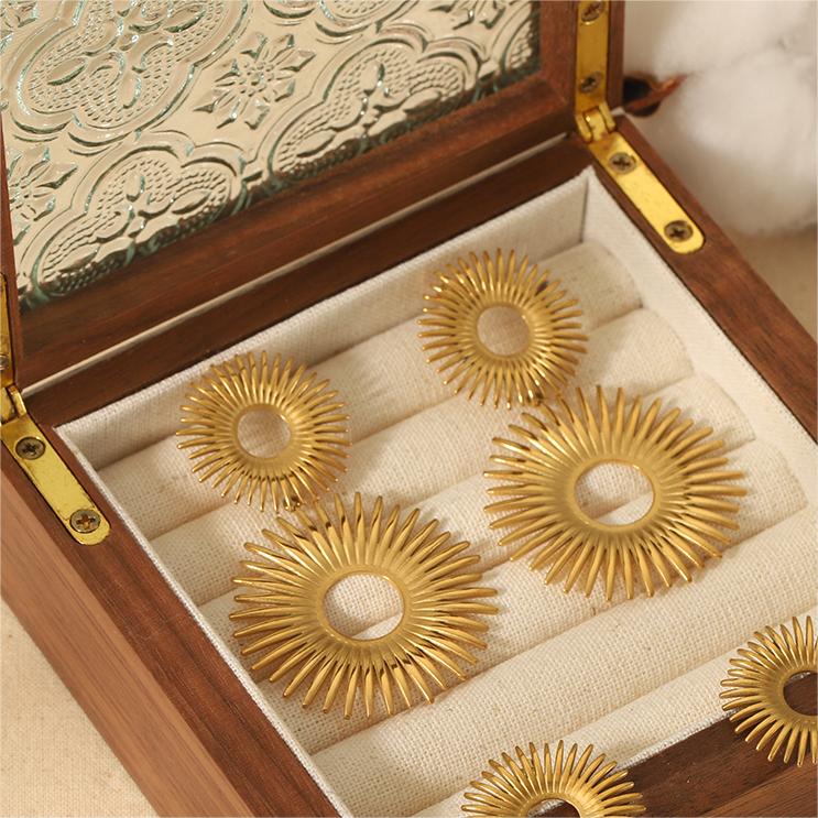 1 pair simple series classic geometric stainless steel  gold plated women drop earrings