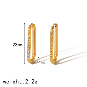 1 Paio Di Orecchini A Cerchio Da Donna Con Strass Placcati In Oro , Classici E Geometrici, In Acciaio Inossidabile h5 Immagine4
