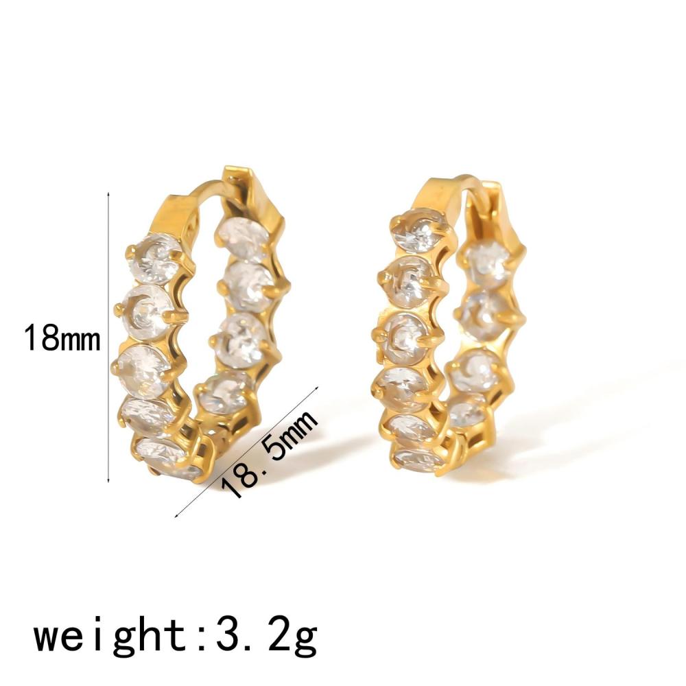 1 Paio Di Orecchini A Cerchio Da Donna Con Strass Placcati In Oro , Classici E Geometrici, In Acciaio Inossidabile h5Immagine2