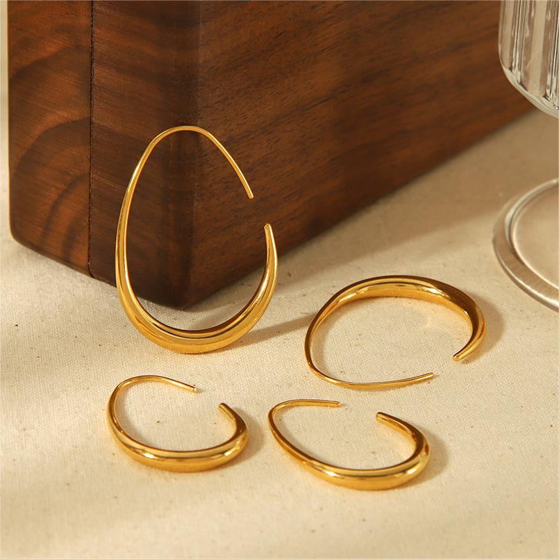 1 pair simple series classic geometric stainless steel  gold plated women Hoop Earrings