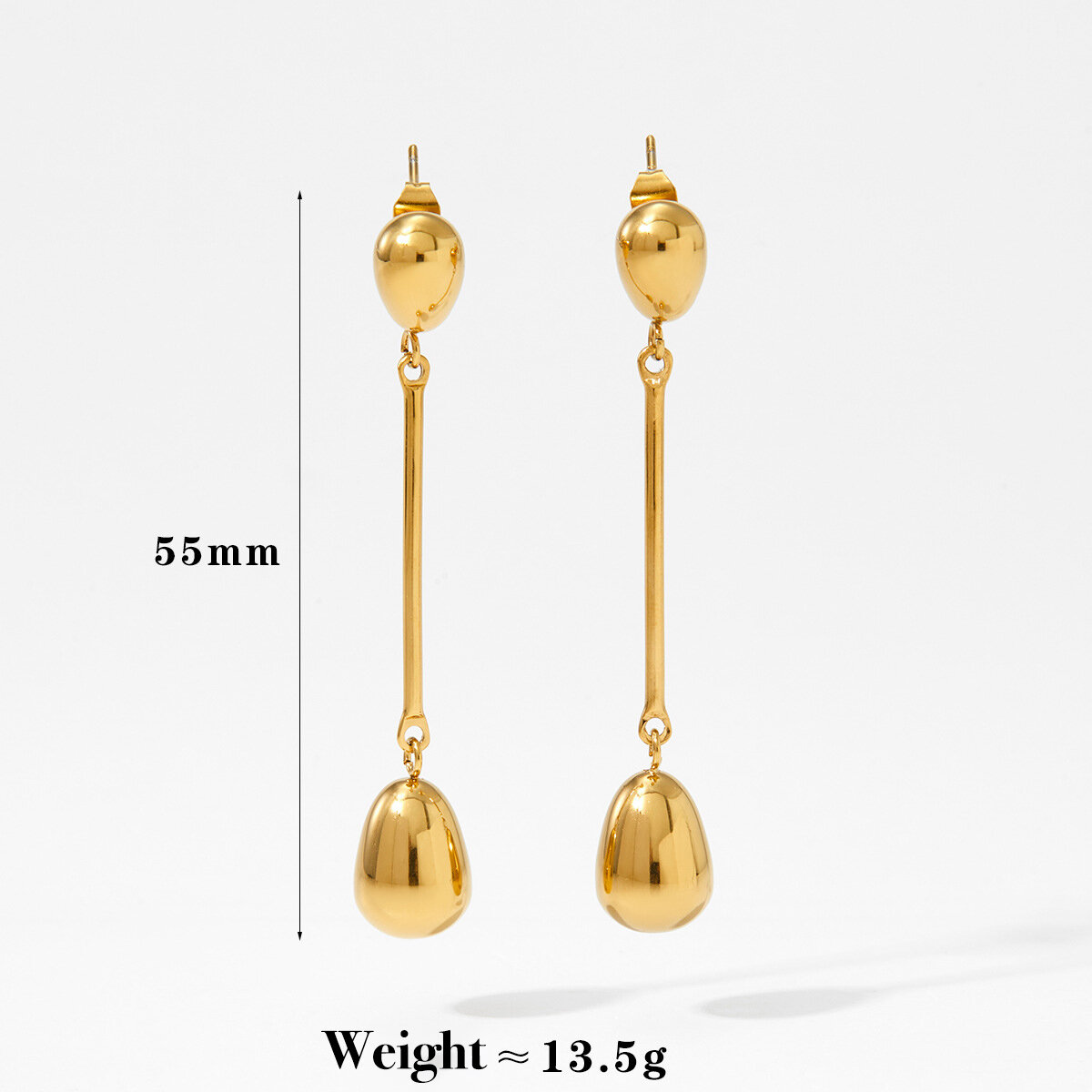 Simple Droplet Shape Stainless Steel Waterproof Gold Color Women's Drop Earrings h5 