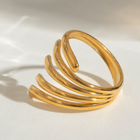 1 Piece irregular Line Shape Stainless Steel Waterproof Gold Color Minimalist Ring