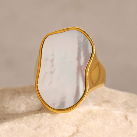 1 pair simple style irregular shape stainless steel gold plated shell women's Signet Rings