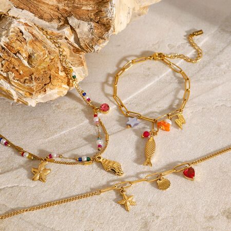 1 piece simple series vacation turtle stainless steel gold plated natural stone women pendant necklaces